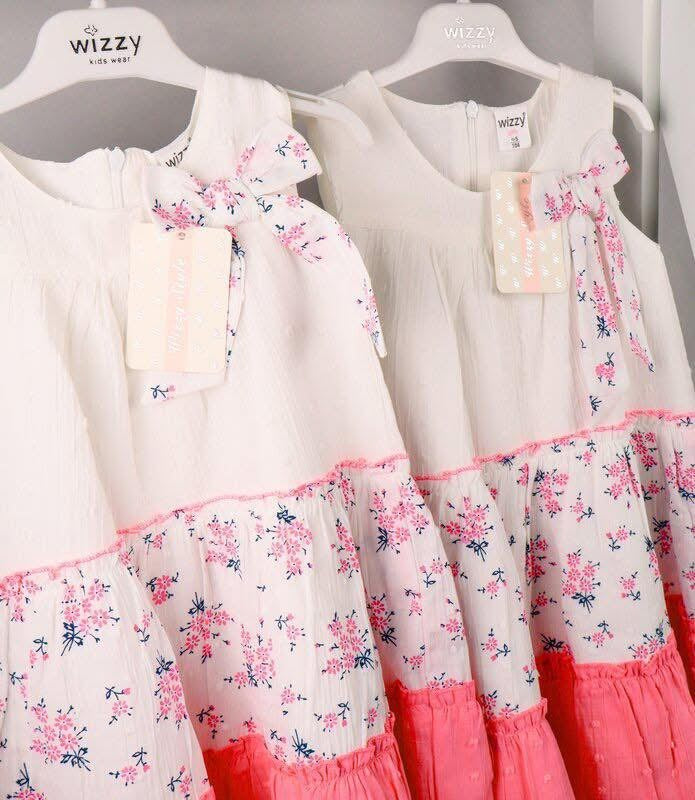 Girls pink and white Layered Floral Dress